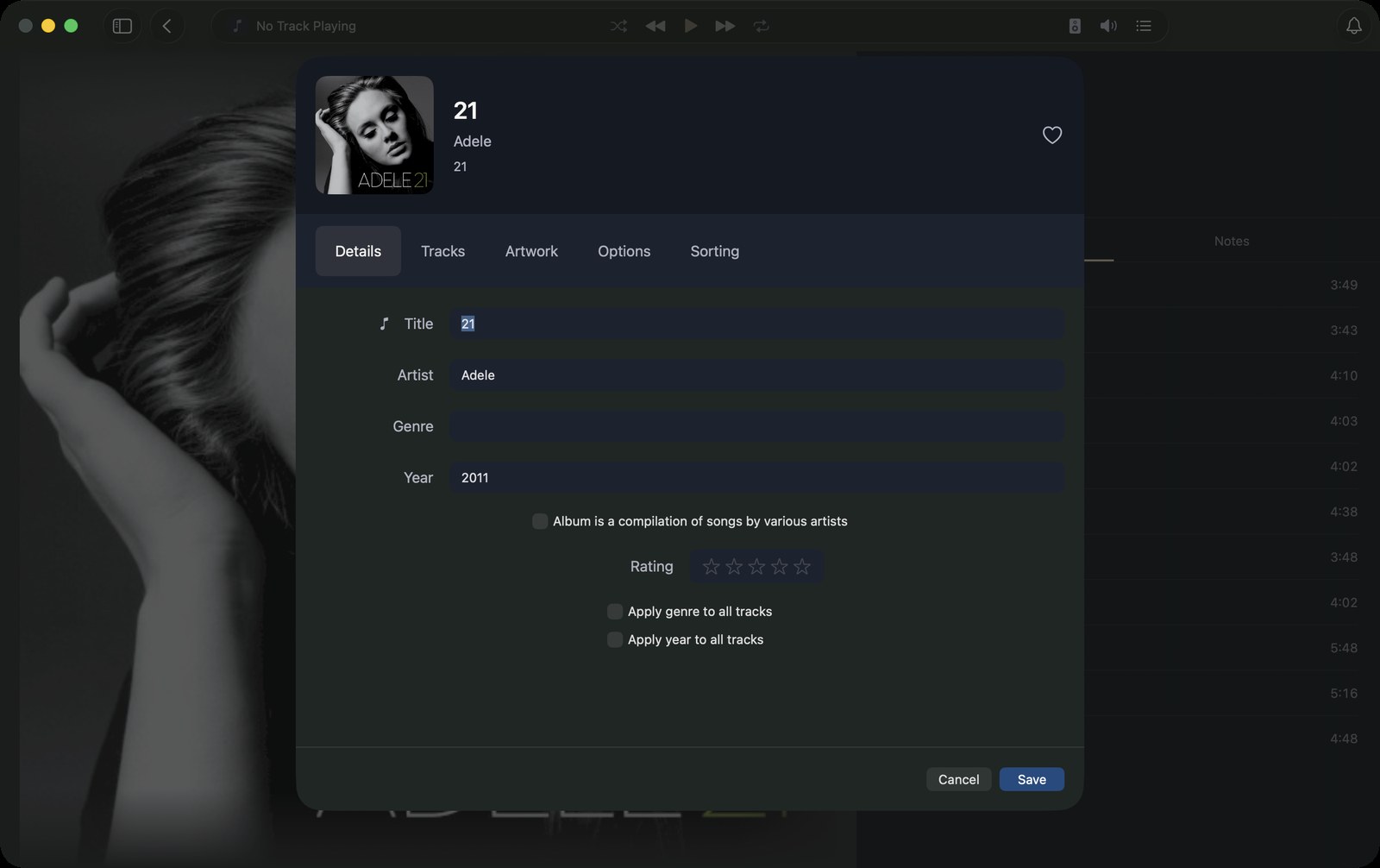 Kanora album editor on macOS